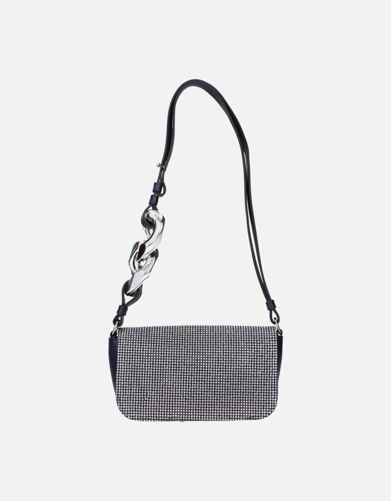 Elegant Shoulder Bag with Front Logo and Studs Women - Blue