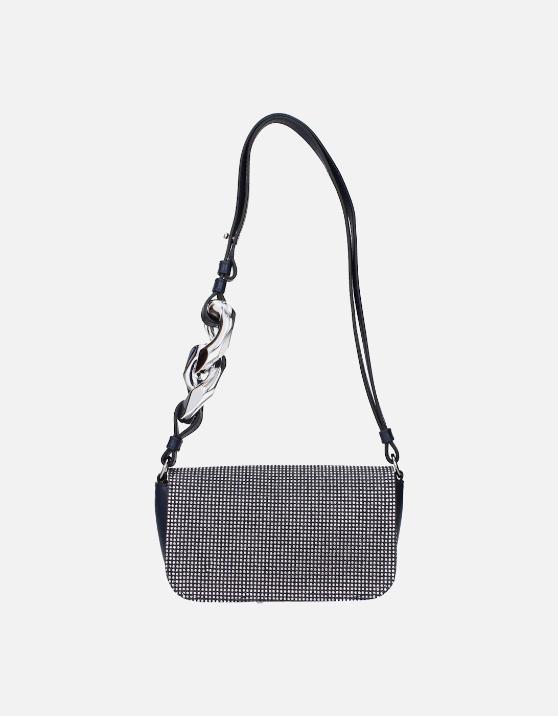 Elegant Shoulder Bag with Front Logo and Studs Women - Blue