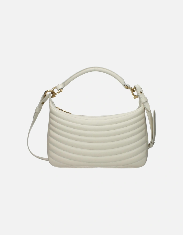Leather Handbag with Removable Shoulder Strap Women - Beige