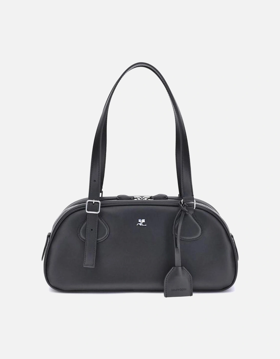Medium Smooth Leather Shoulder Bag with Key Ring Women - Black, 5 of 4