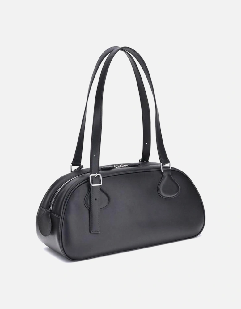 Medium Smooth Leather Shoulder Bag with Key Ring Women - Black