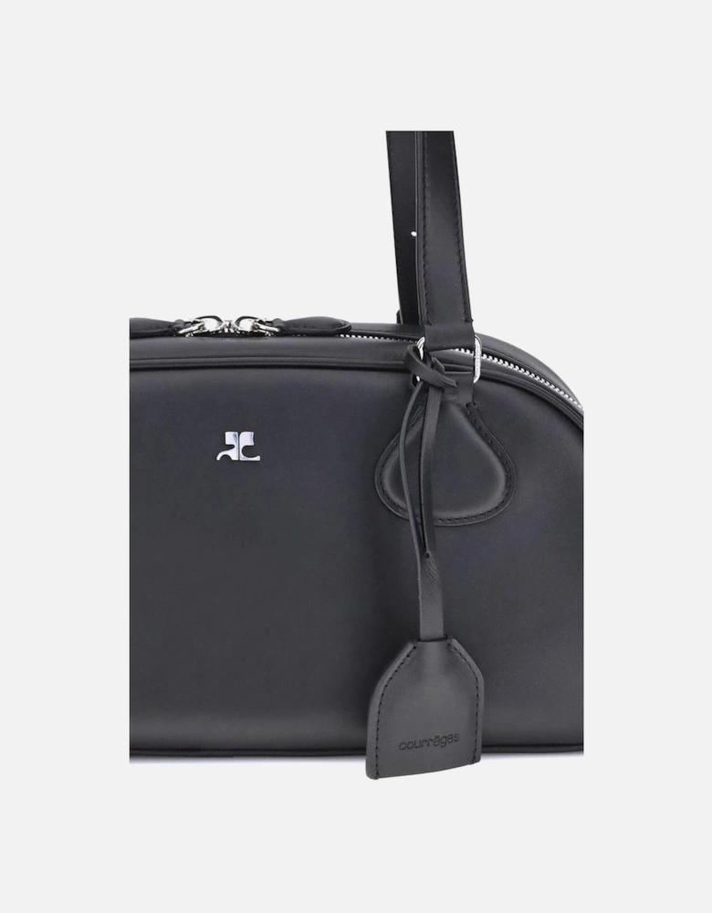 Medium Smooth Leather Shoulder Bag with Key Ring Women - Black