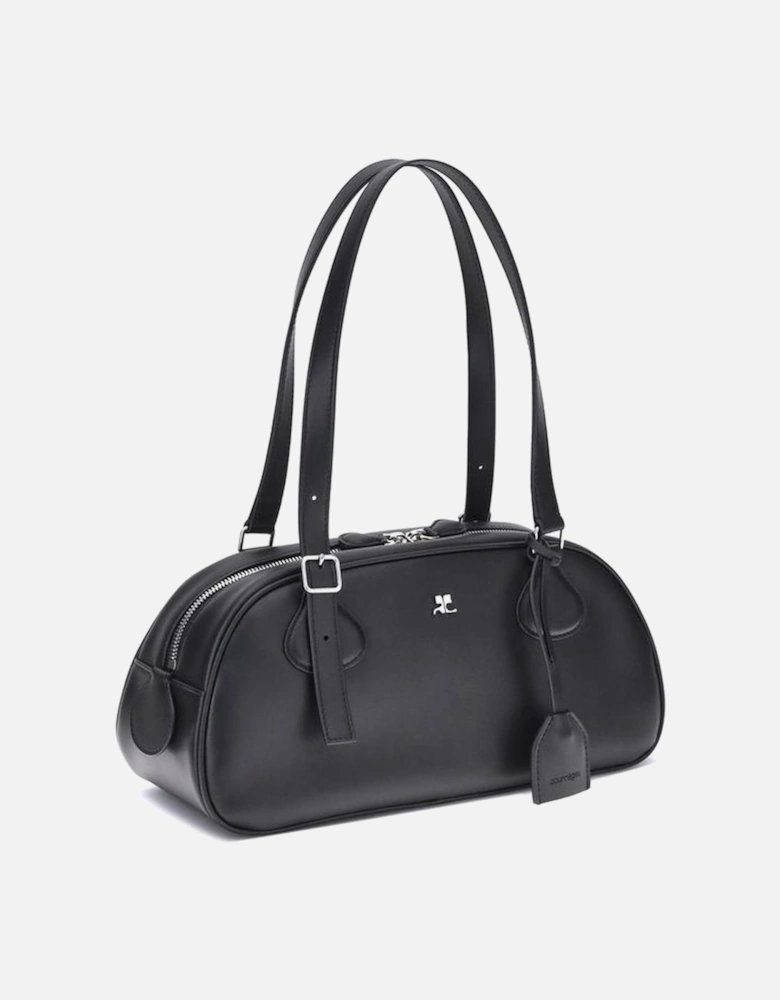 Medium Smooth Leather Shoulder Bag with Key Ring Women - Black
