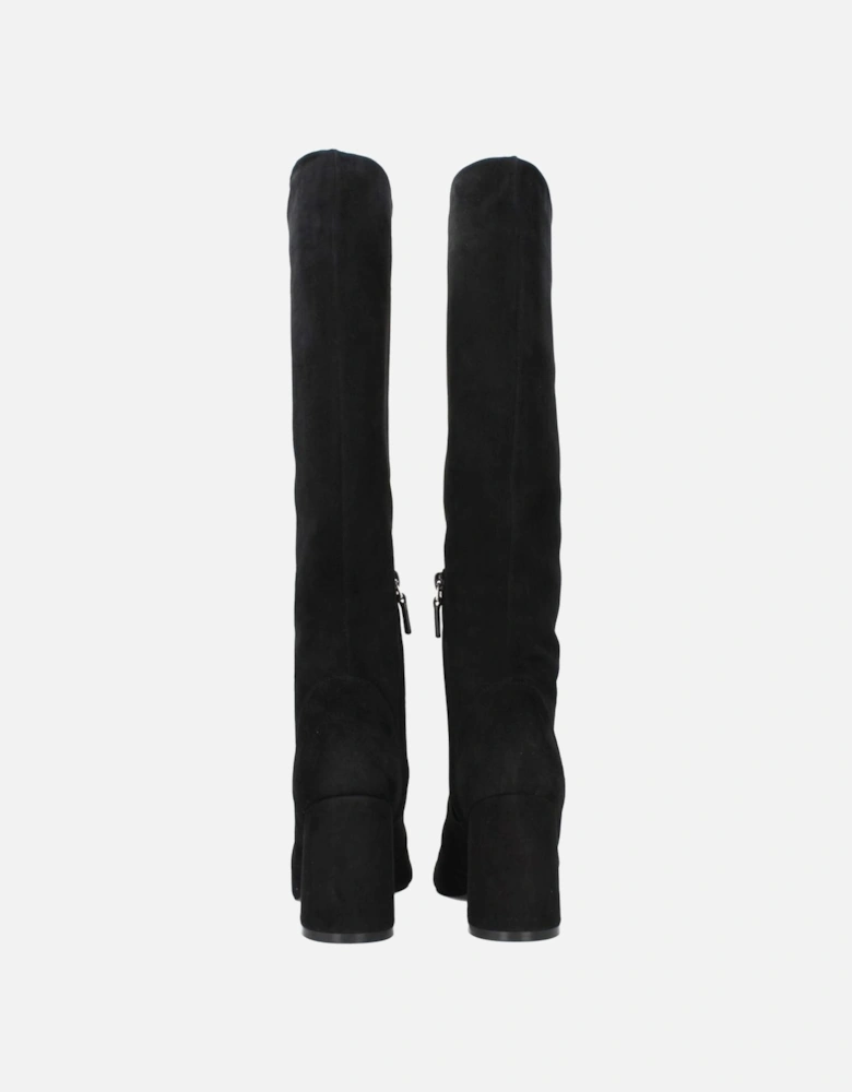 Suede Mid Heel Round Toe Boots Women - Black