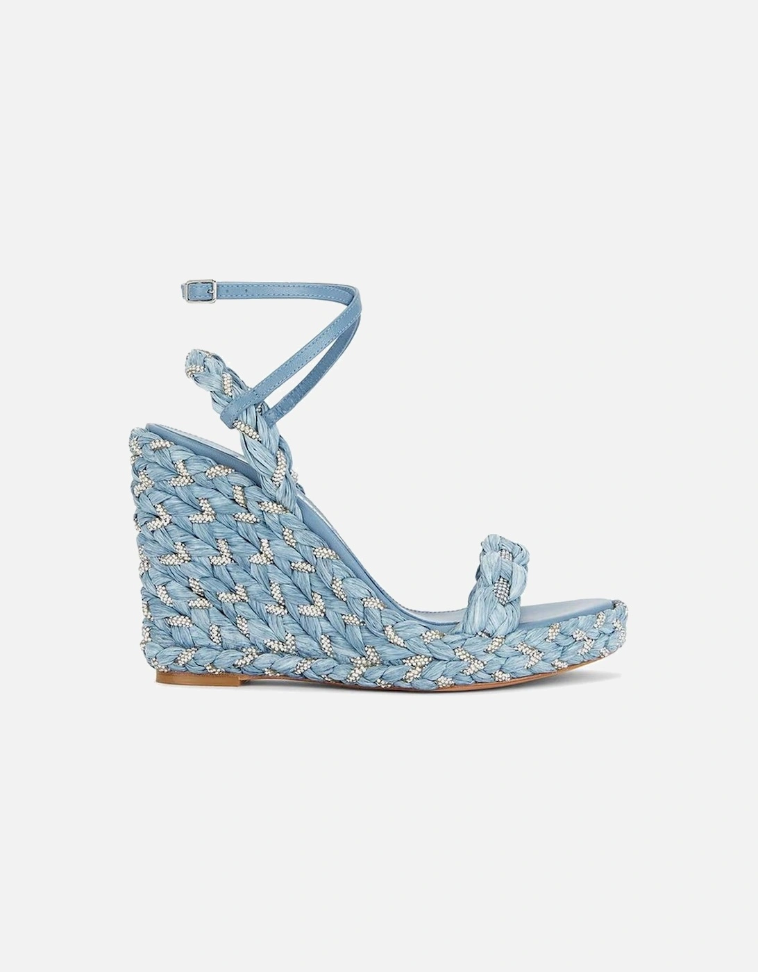 Rafia Crystal Embellished Wedge Sandals Women - Blue, 5 of 4