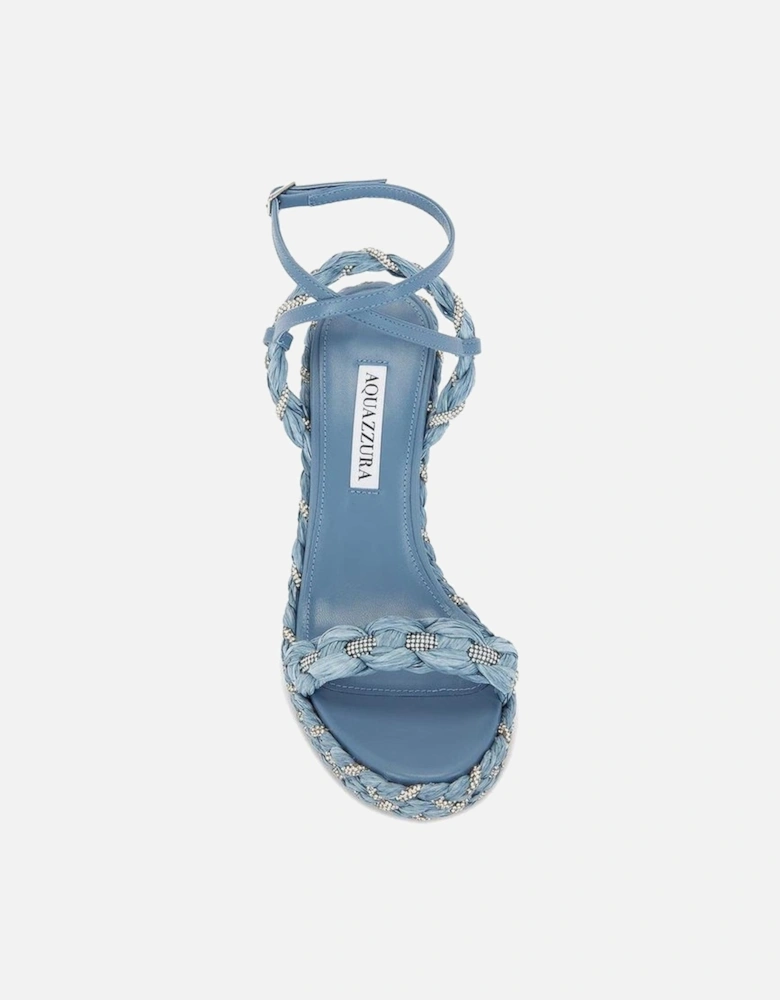 Rafia Crystal Embellished Wedge Sandals Women - Blue