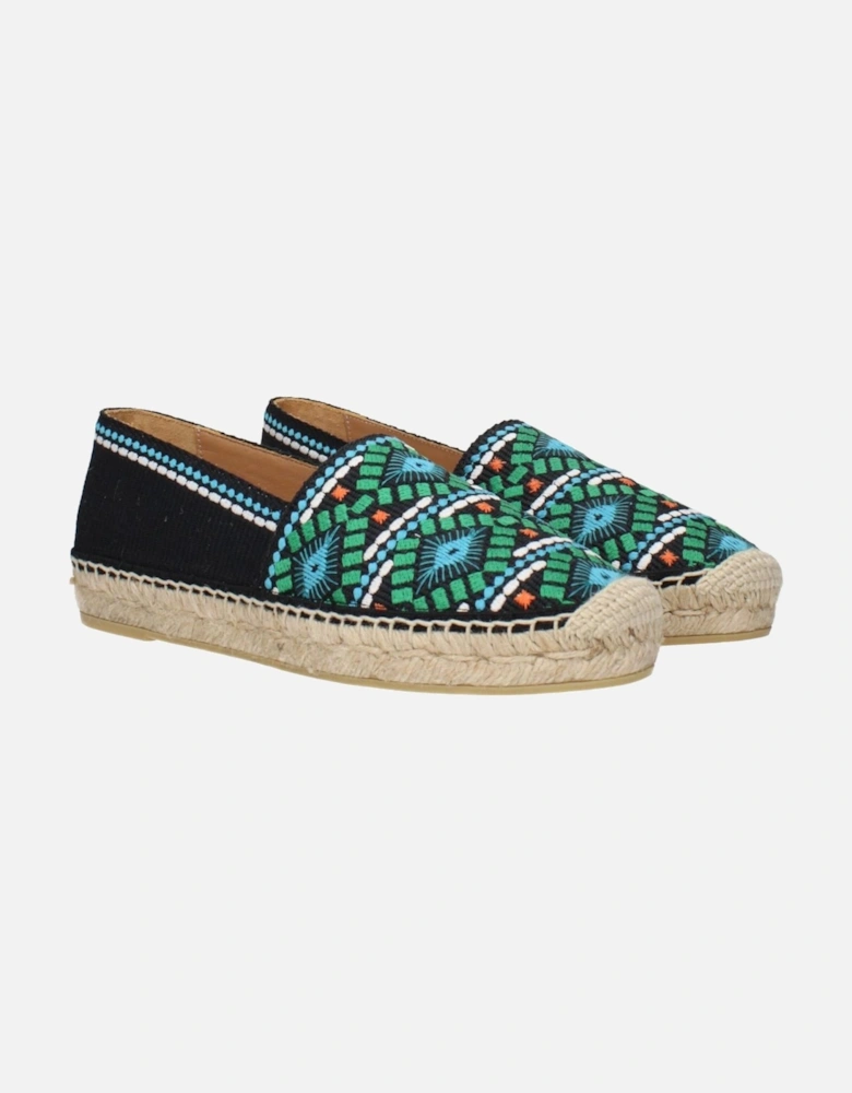 Print Espadrilles with Round Toe and Rubber Sole Women - Black Shoes