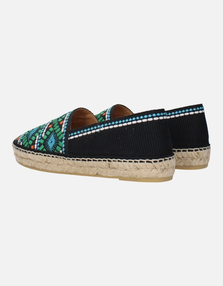Print Espadrilles with Round Toe and Rubber Sole Women - Black Shoes