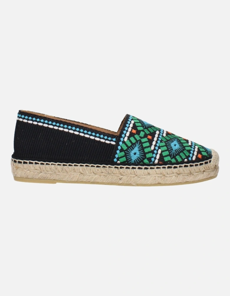 Print Espadrilles with Round Toe and Rubber Sole Women - Black Shoes