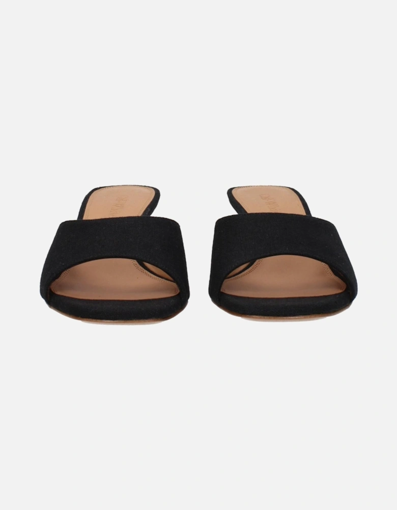 Leather Sole Mid Heel Open Toe Sandals Women - Black