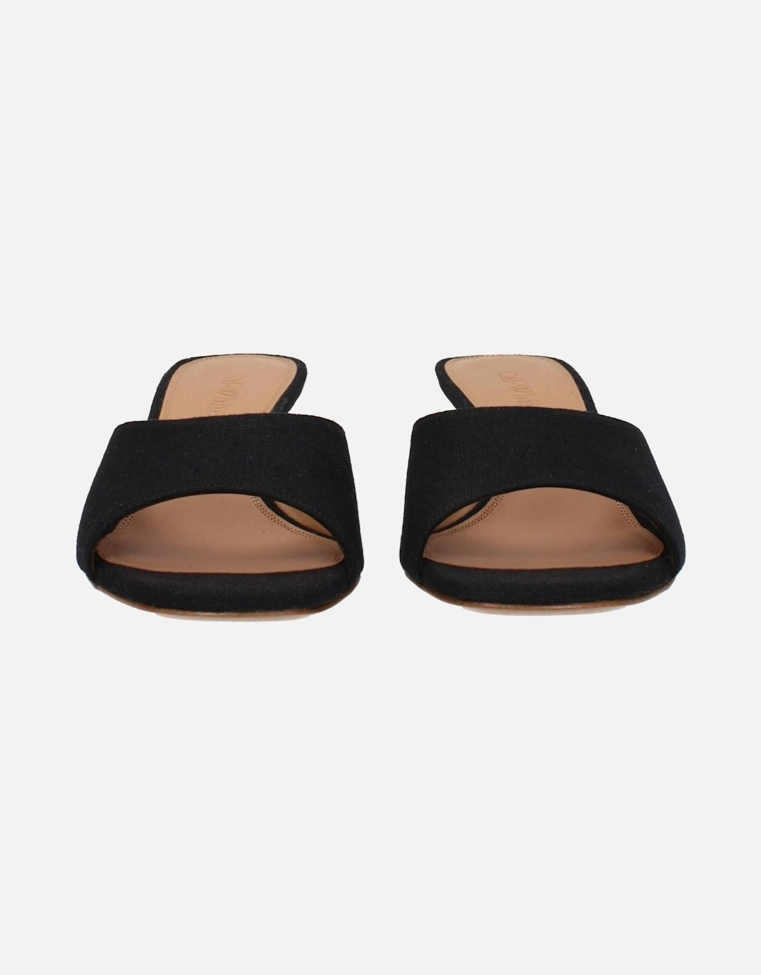 Leather Sole Mid Heel Open Toe Sandals Women - Black