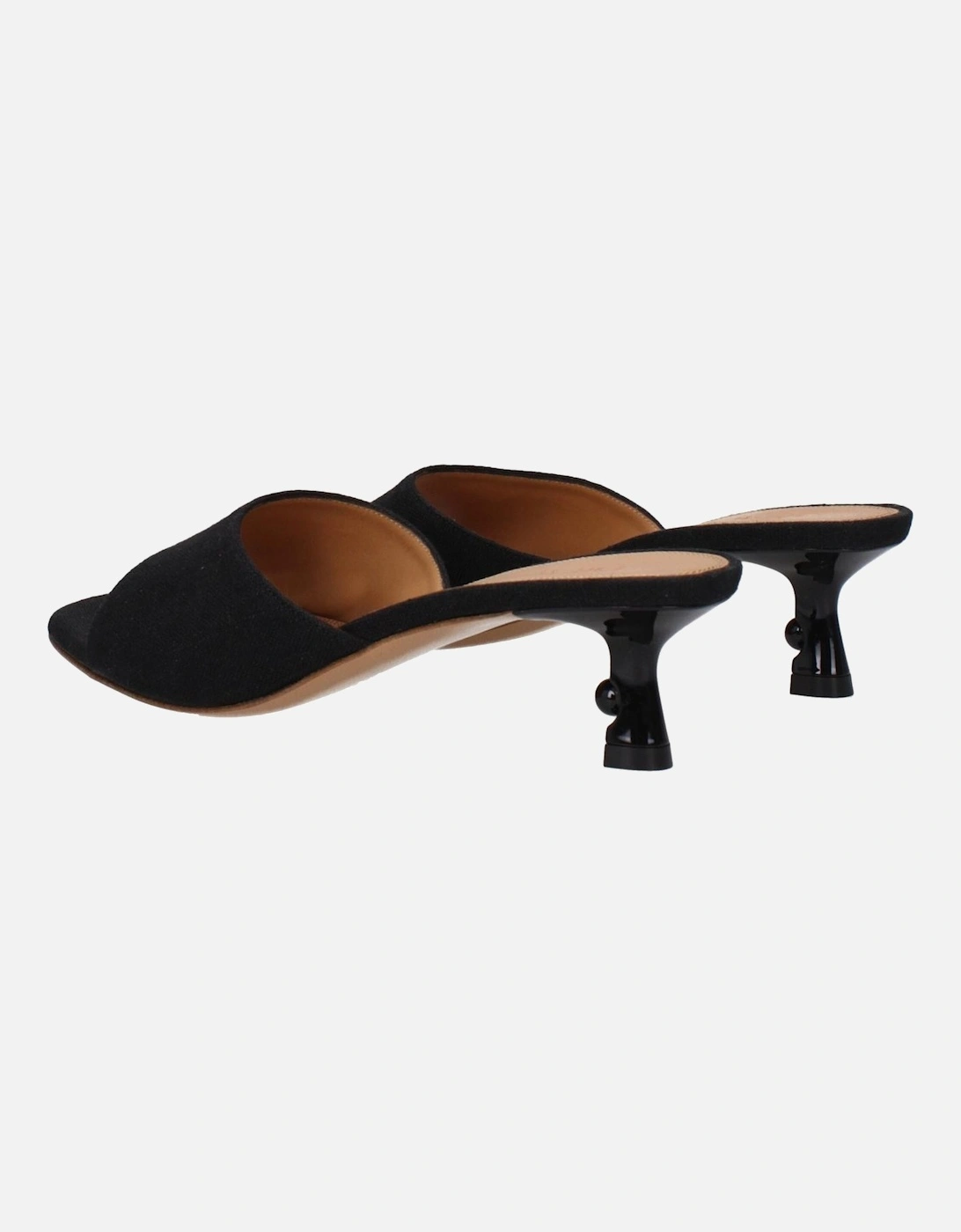 Leather Sole Mid Heel Open Toe Sandals Women - Black
