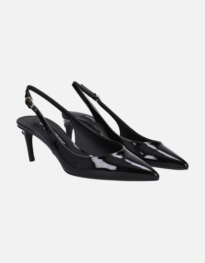 Patent Leather Mid-Heel Pointy Toe Sandals Women - Black