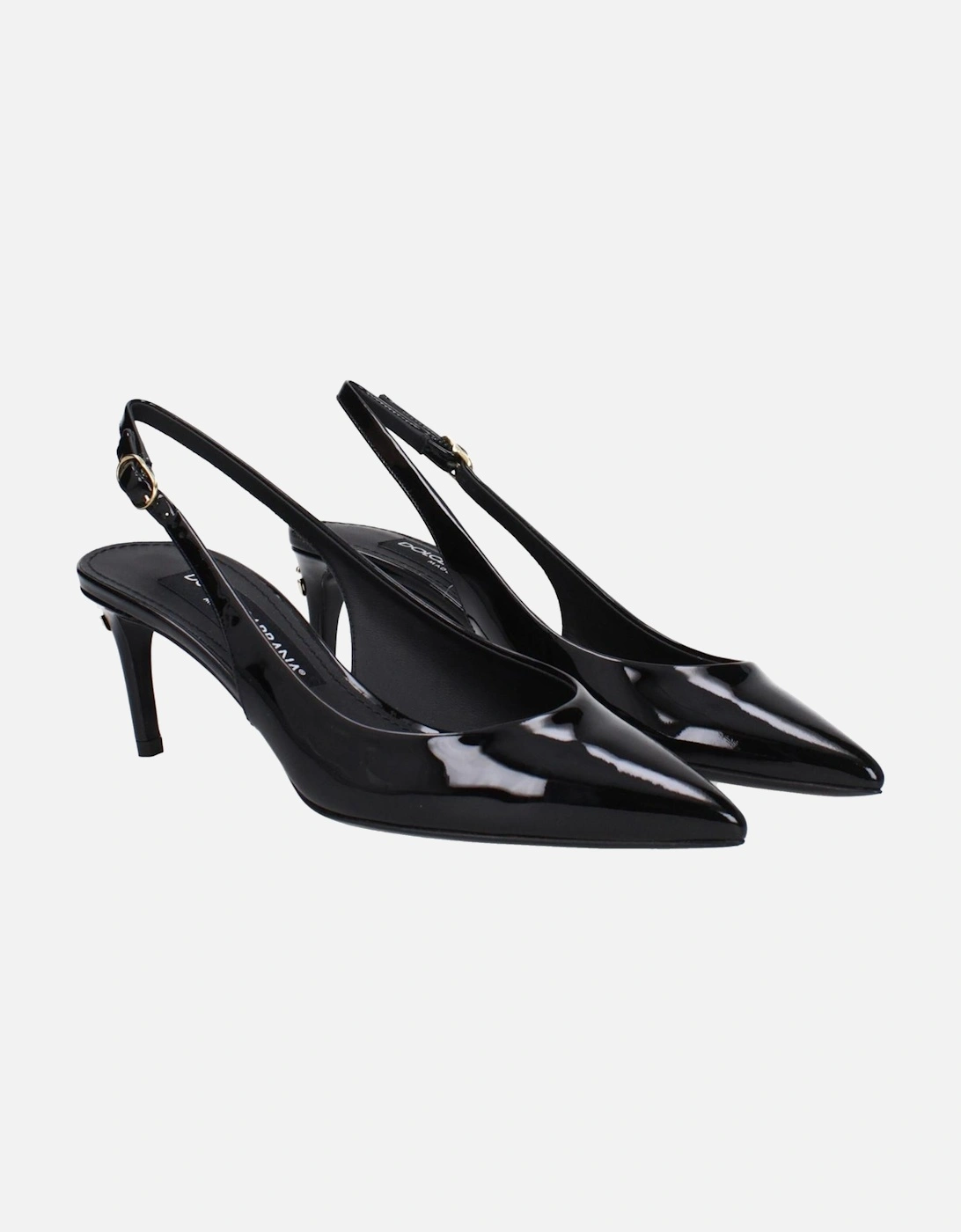 Patent Leather Mid-Heel Pointy Toe Sandals Women - Black