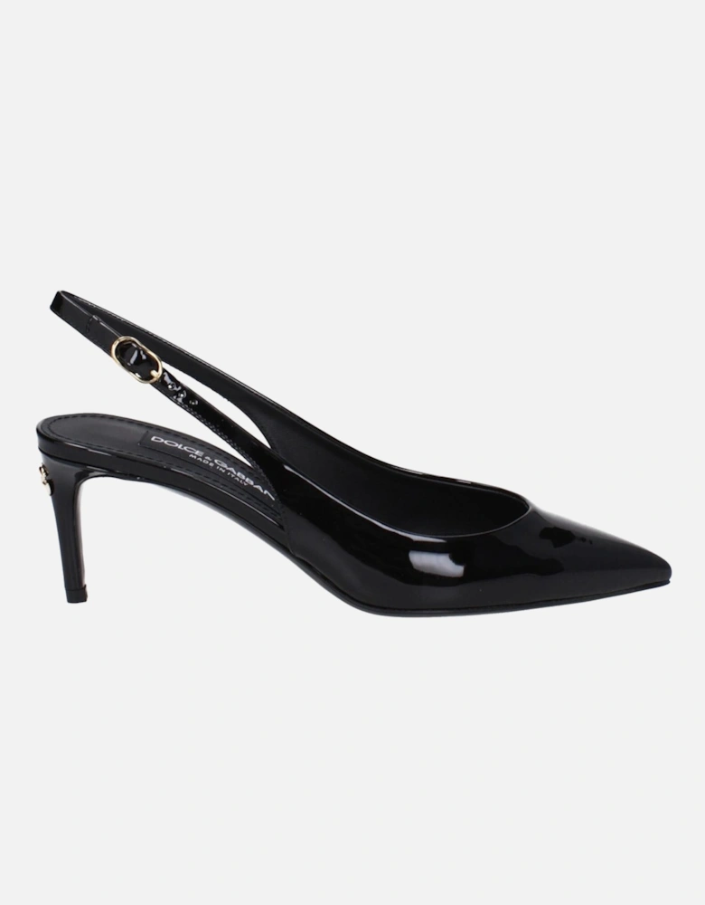 Patent Leather Mid-Heel Pointy Toe Sandals Women - Black