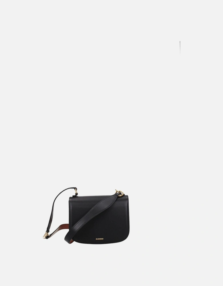 Small Leather Handbag with Removable Handle Women - Black