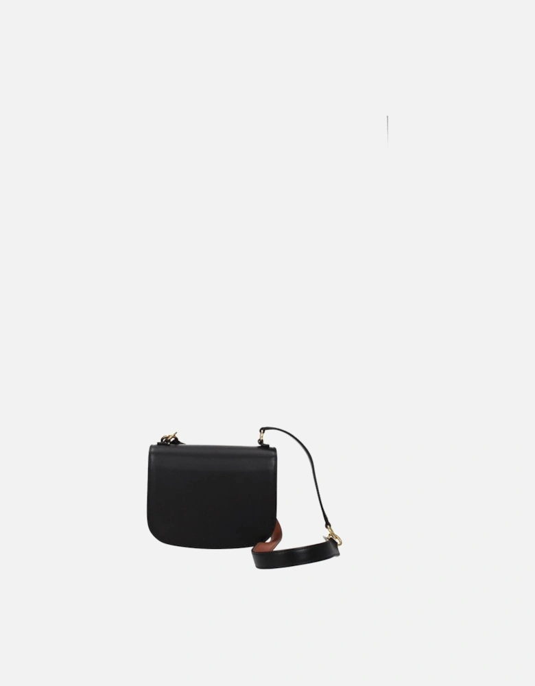 Small Leather Handbag with Removable Handle Women - Black