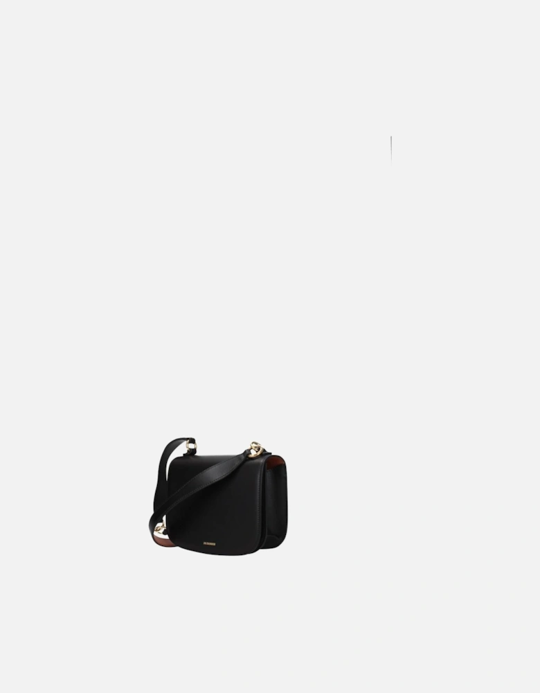 Small Leather Handbag with Removable Handle Women - Black