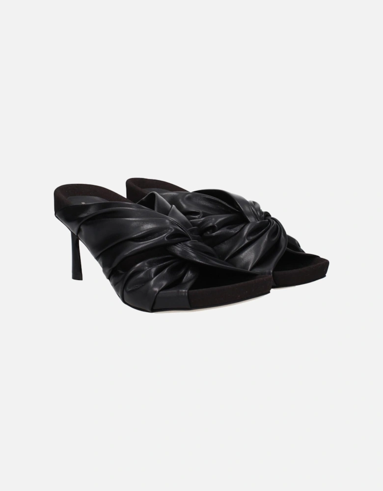 Mid Heel Open Toe Eco Leather Sandals Women - Black