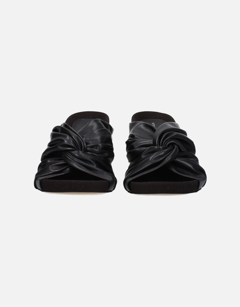 Mid Heel Open Toe Eco Leather Sandals Women - Black