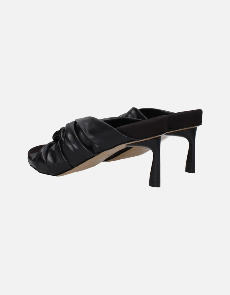 Mid Heel Open Toe Eco Leather Sandals Women - Black