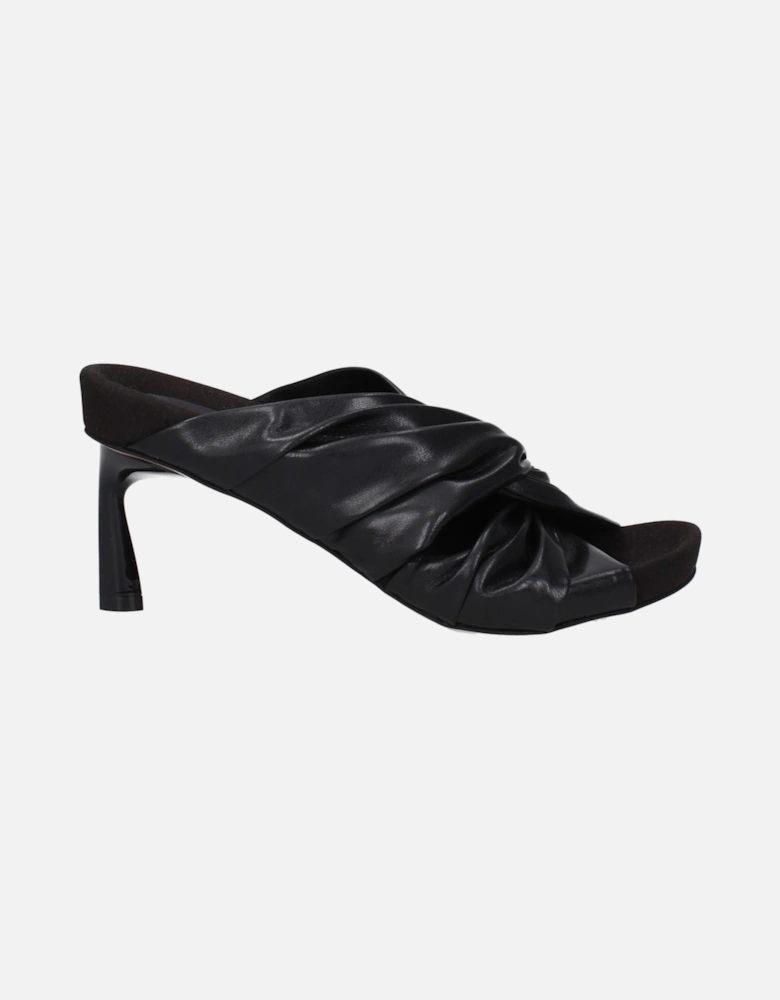Mid Heel Open Toe Eco Leather Sandals Women - Black