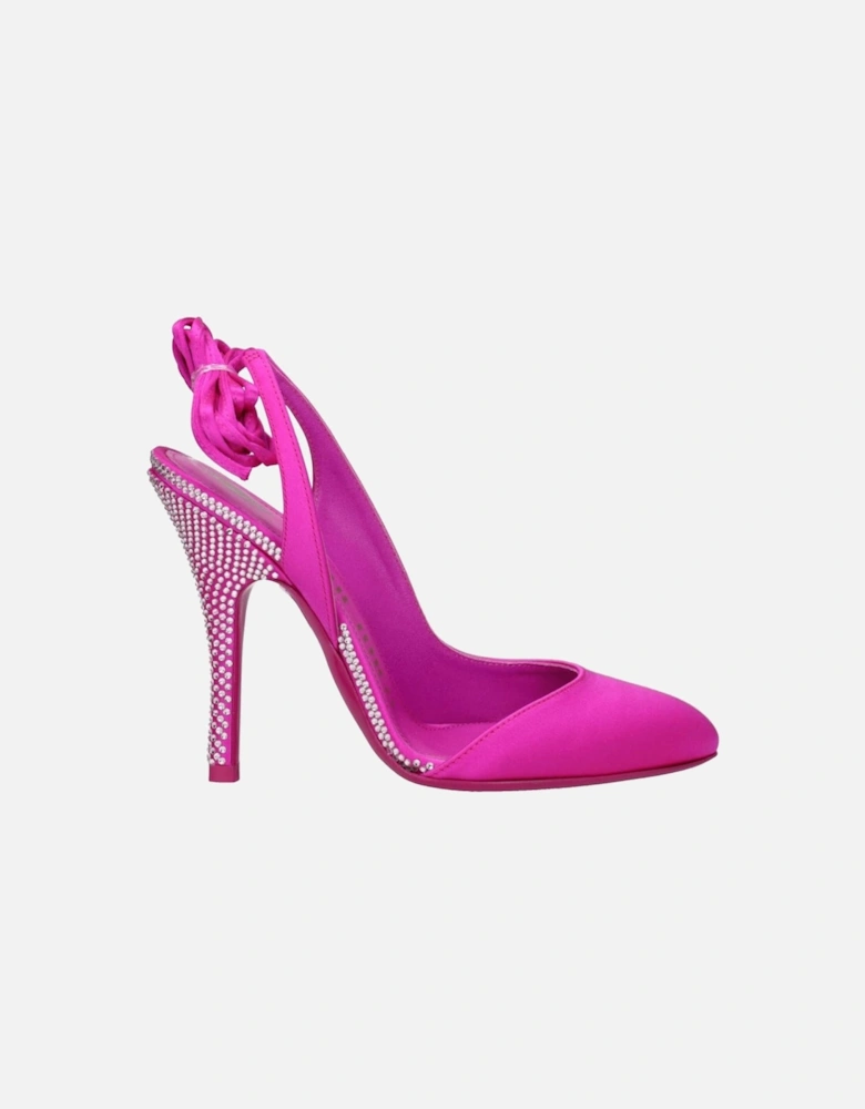 Rhinestone Satin High Heel Sandals Women - Pink