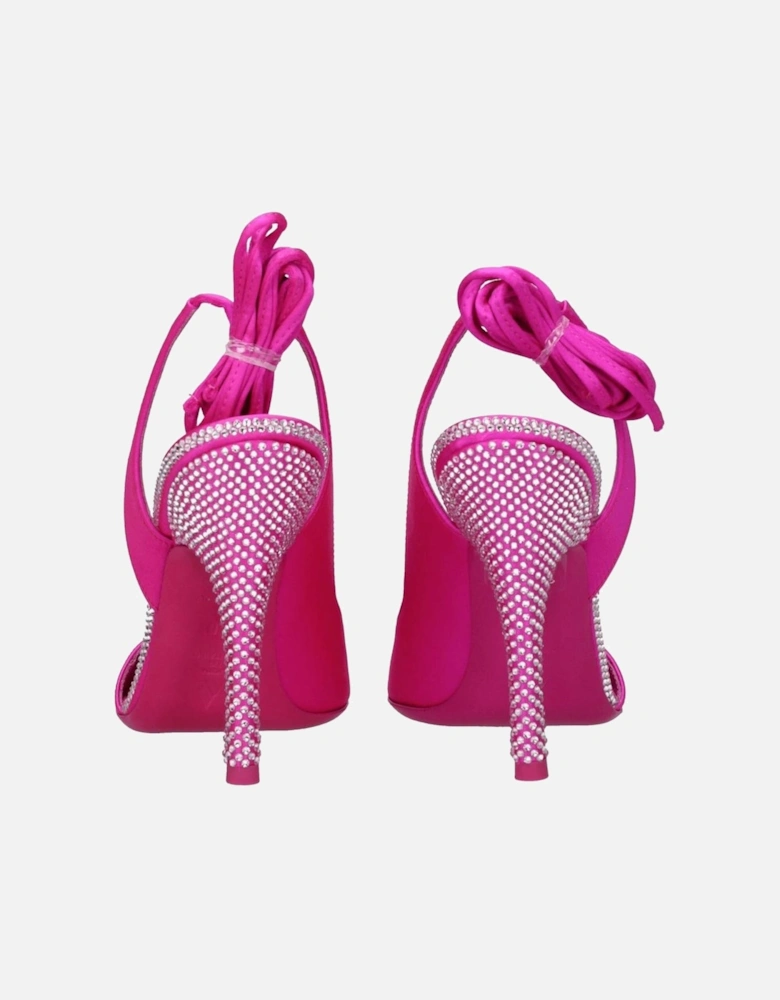 Rhinestone Satin High Heel Sandals Women - Pink