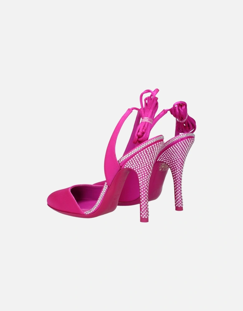 Rhinestone Satin High Heel Sandals Women - Pink