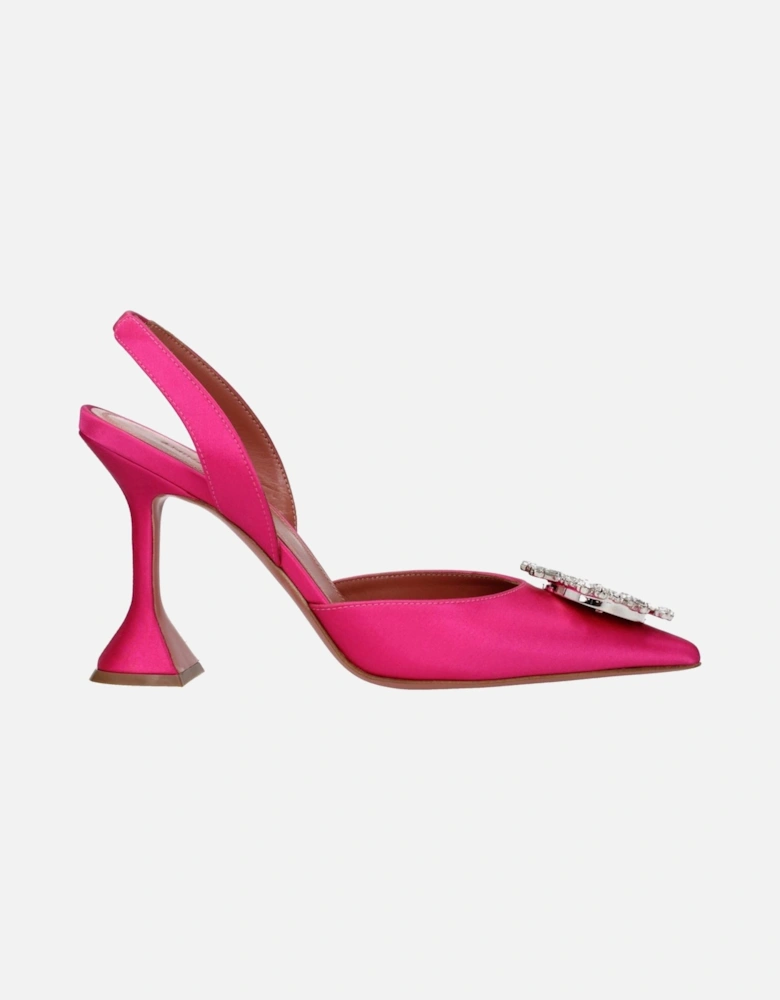 Rhinestone Embellished Satin High Heel Sandals Women - Pink