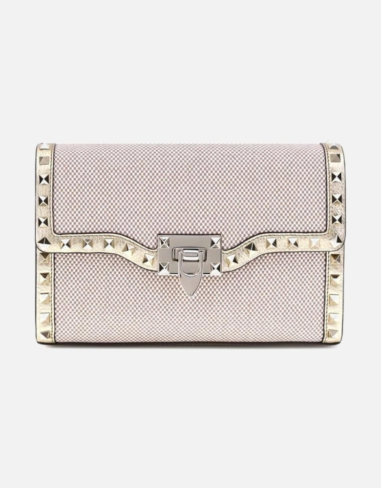 Small Canvas Rockstud Shoulder Bag with Metallic Trim Women -