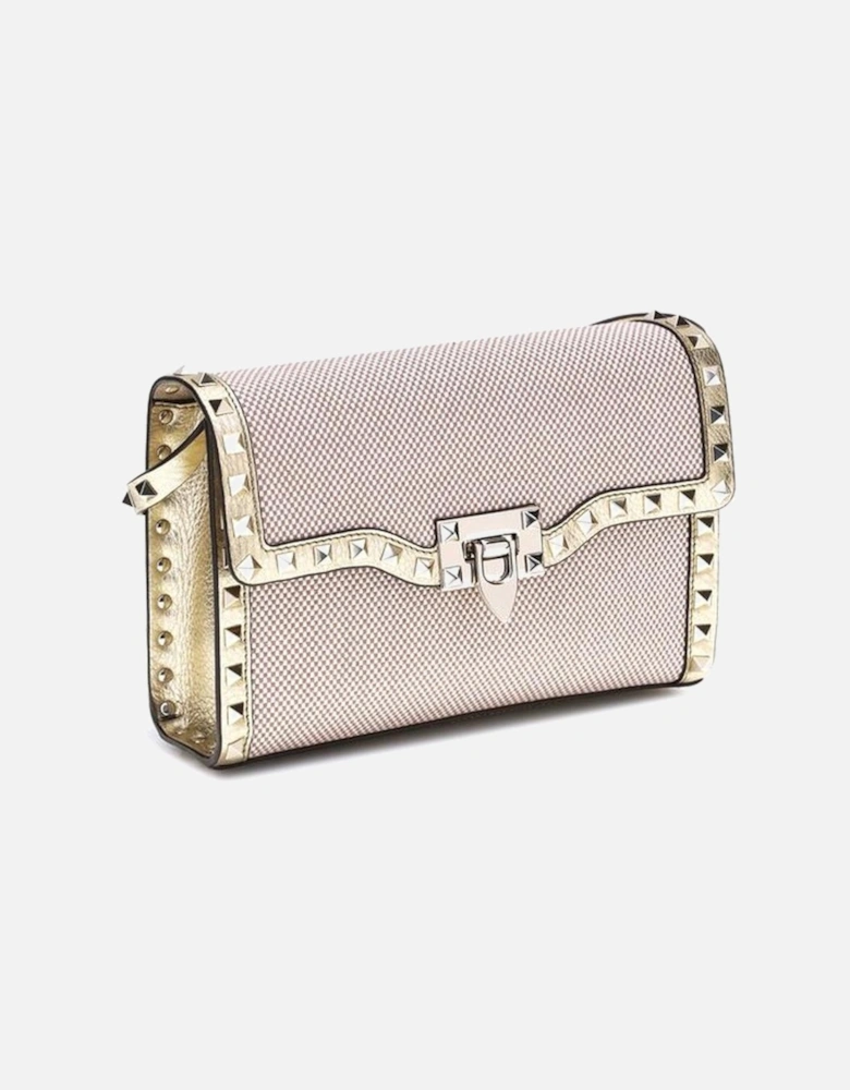 Small Canvas Rockstud Shoulder Bag with Metallic Trim Women -