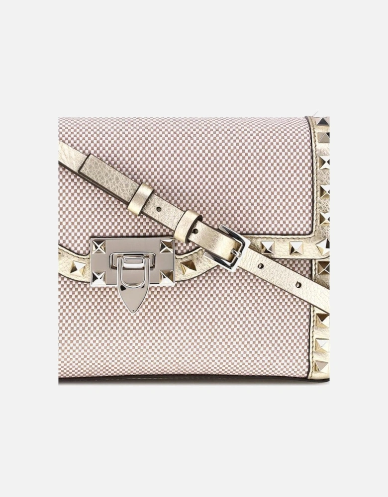 Small Canvas Rockstud Shoulder Bag with Metallic Trim Women -