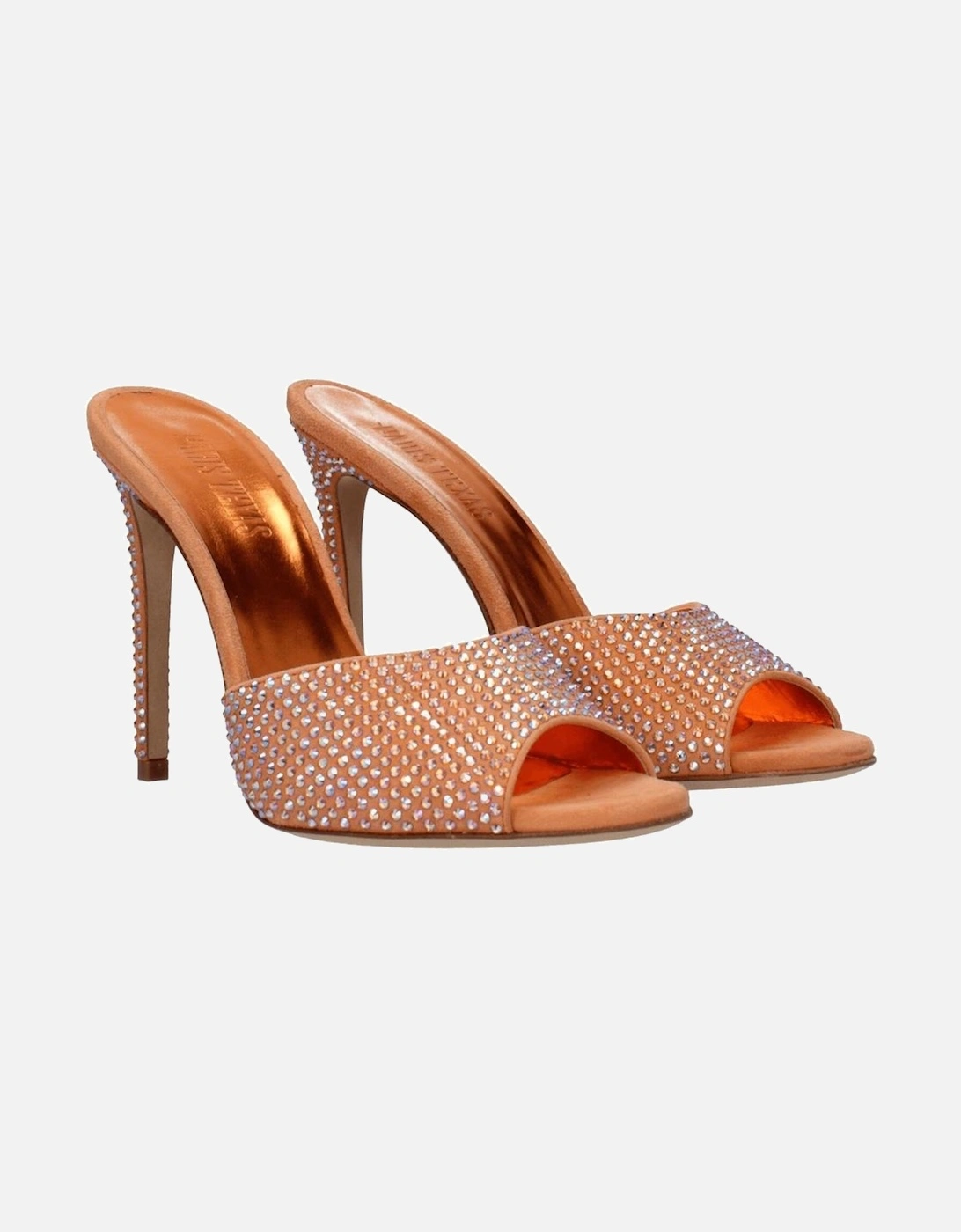 Studded Suede High Heel Sandals Women - Orange