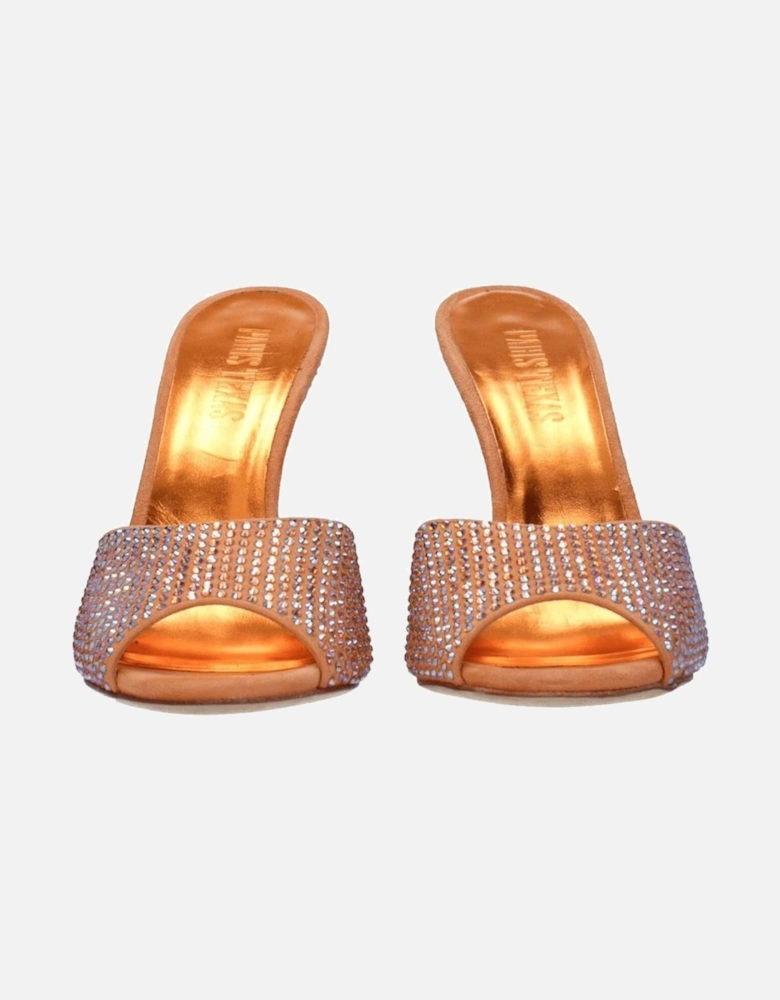 Studded Suede High Heel Sandals Women - Orange