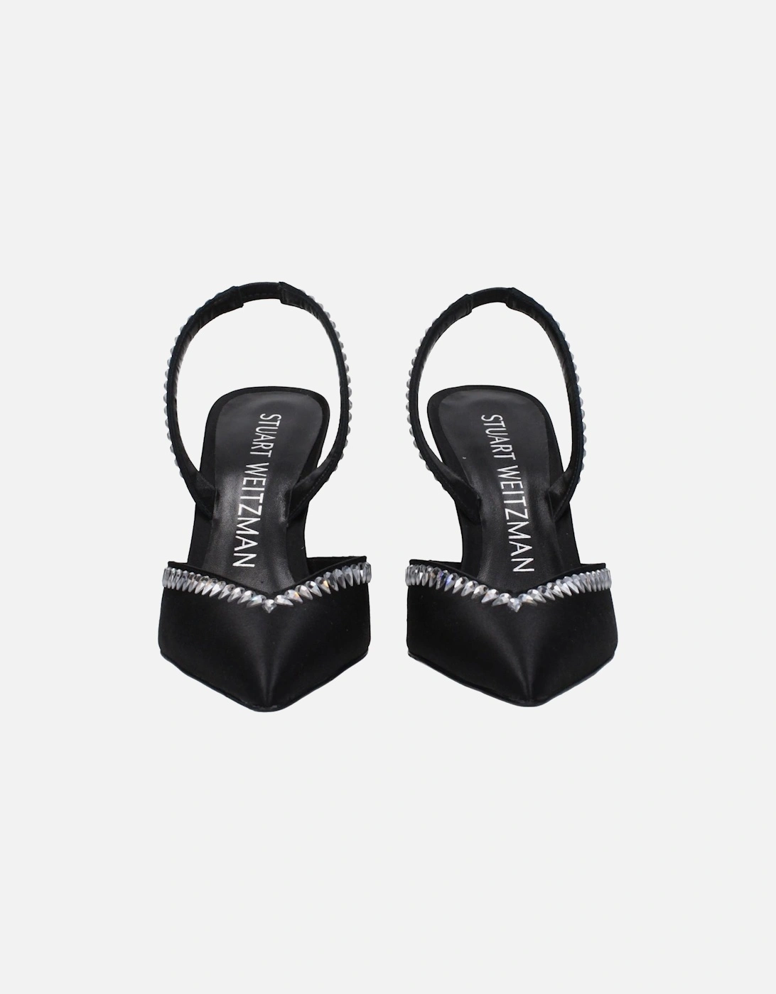 Rhinestone Satin Pointy Toe High Heel Sandals Women - Black