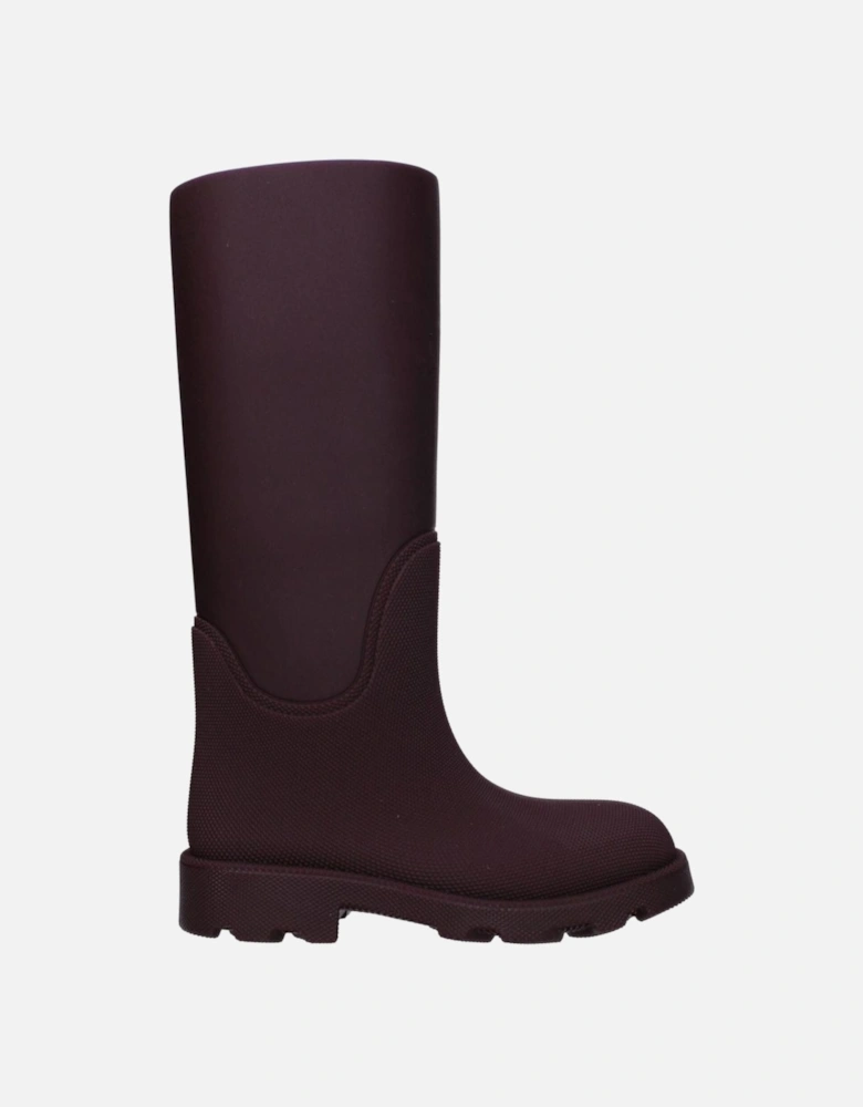 Rubber Mid Heel Casual Boots with Round Toe Women - Red