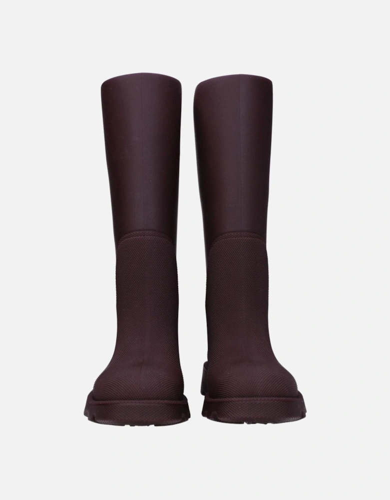 Rubber Mid Heel Casual Boots with Round Toe Women - Red