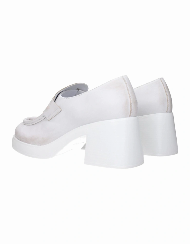 Distressed Leather Pumps with Logo Detailing Women - White Brooches