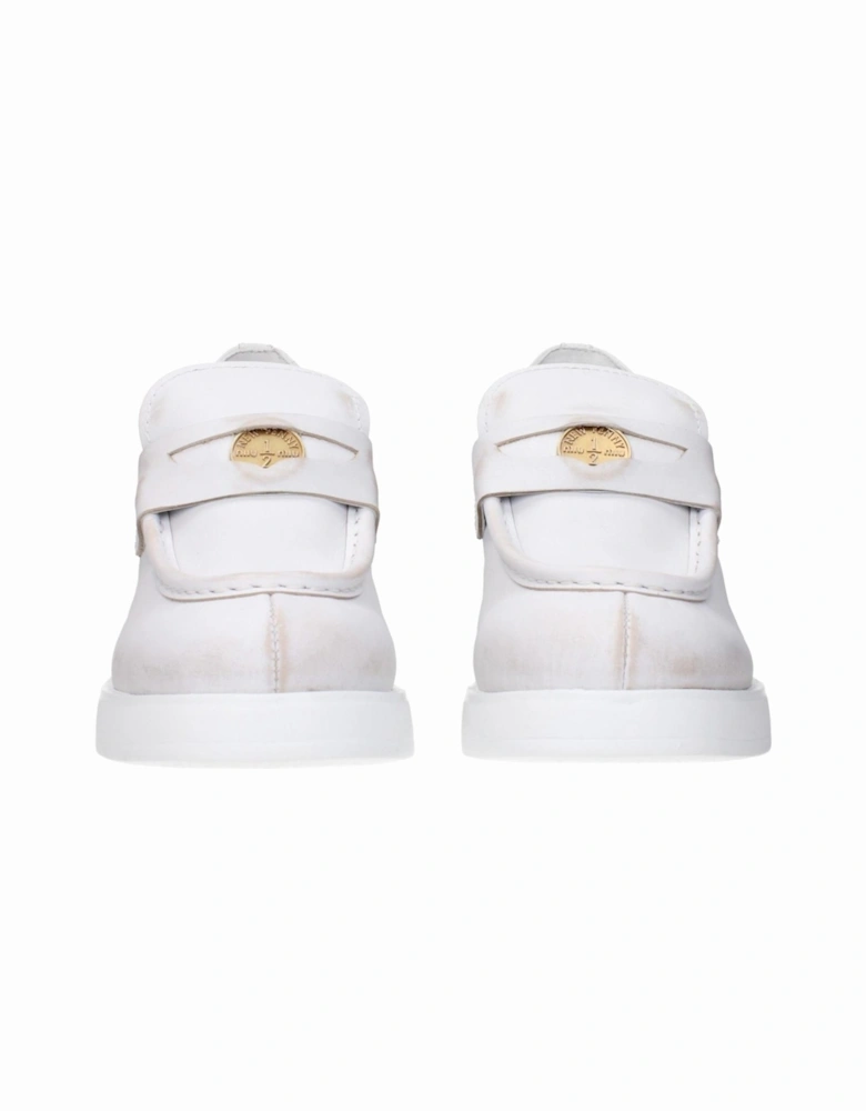 Distressed Leather Pumps with Logo Detailing Women - White Brooches
