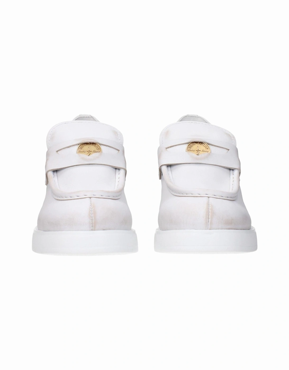 Distressed Leather Pumps with Logo Detailing Women - White Brooches