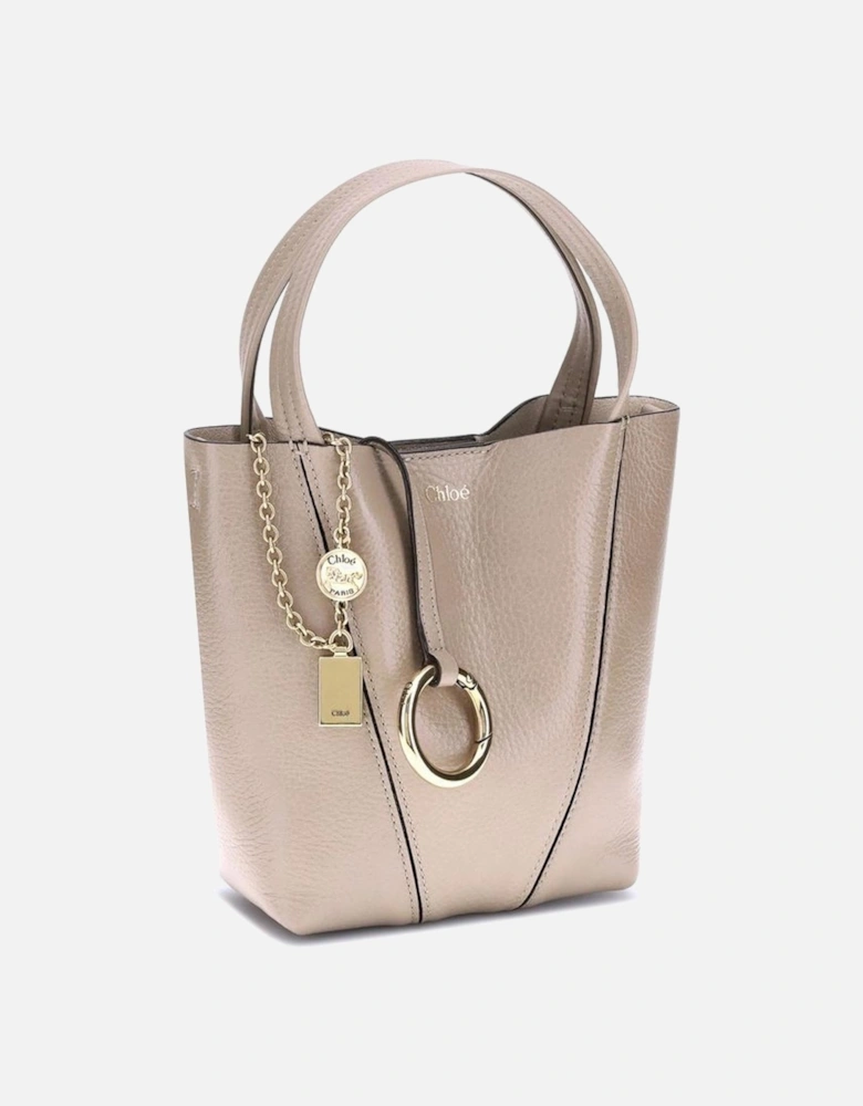 Spin Leather Shoulder Bag with Chain Detail Women - Beige