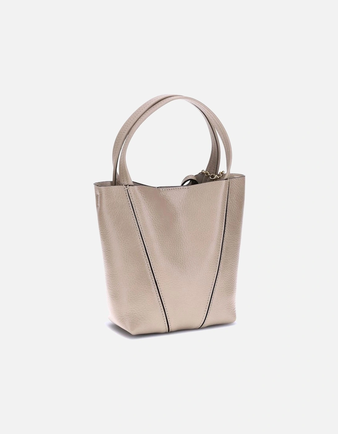 Spin Leather Shoulder Bag with Chain Detail Women - Beige