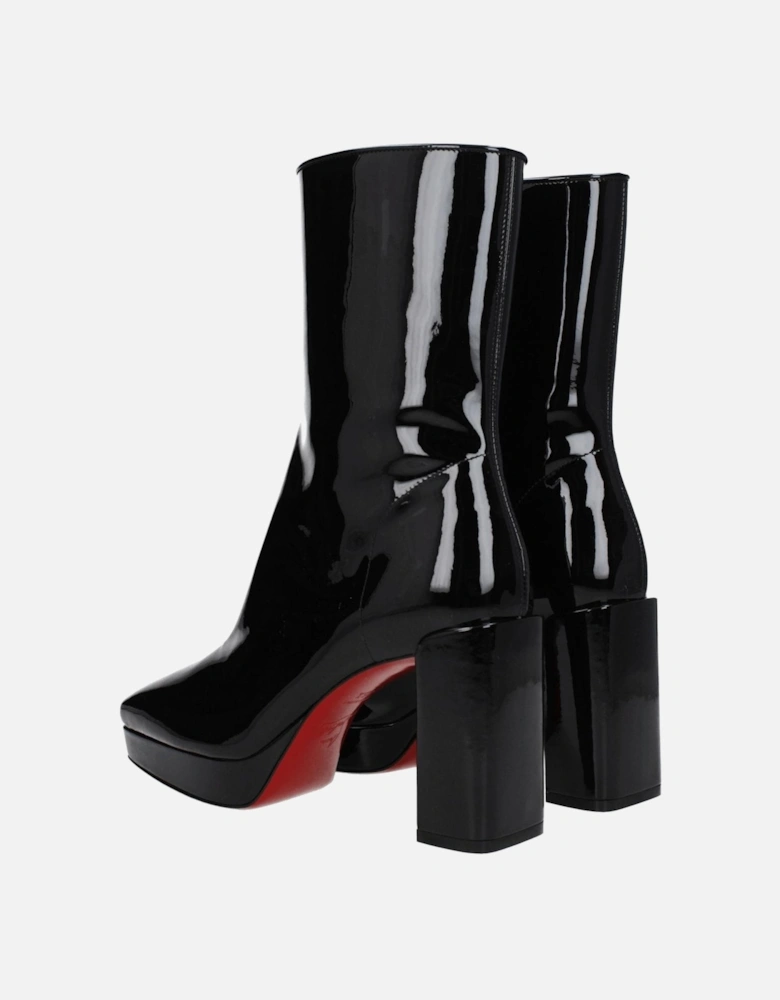 Patent Leather High Heel Ankle Boots Women - Black