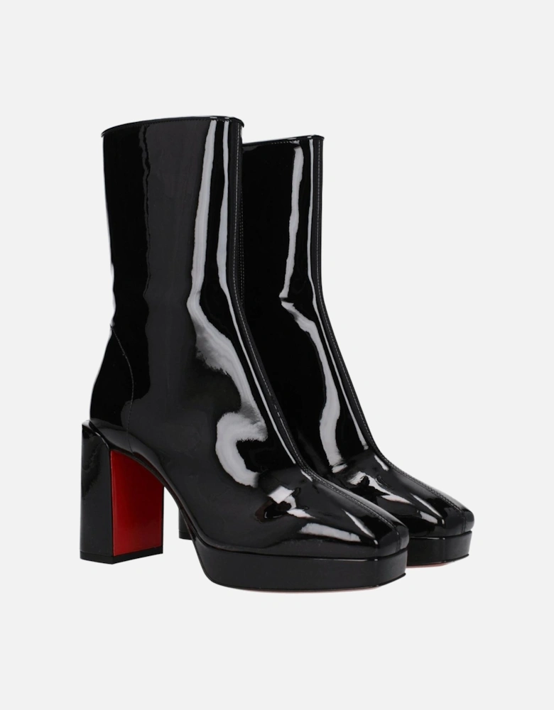 Patent Leather High Heel Ankle Boots Women - Black