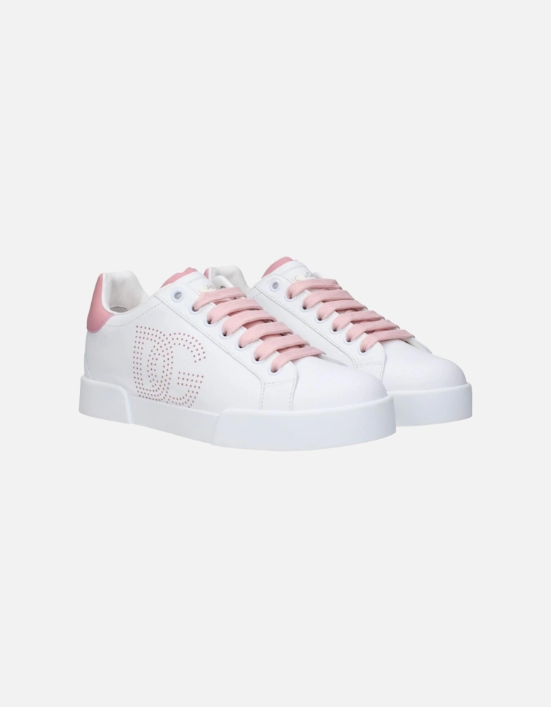 Leather Sneakers with Logo Detailing Women - White