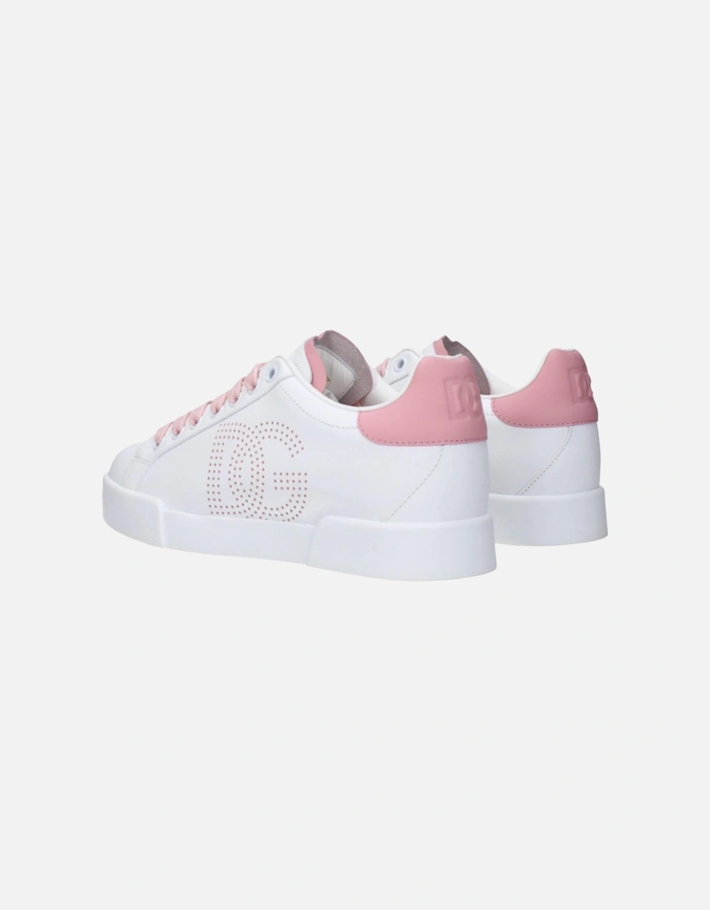 Leather Sneakers with Logo Detailing Women - White
