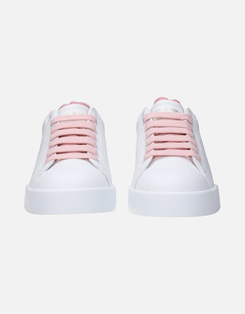 Leather Sneakers with Logo Detailing Women - White