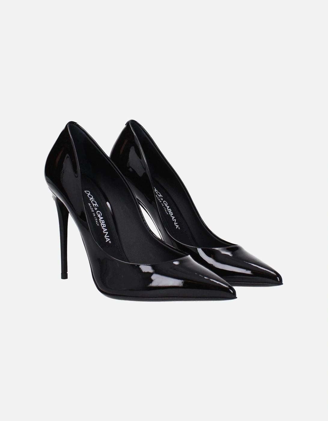 Patent Leather Pointy Toe High Heel Pumps Women - Black Brooches