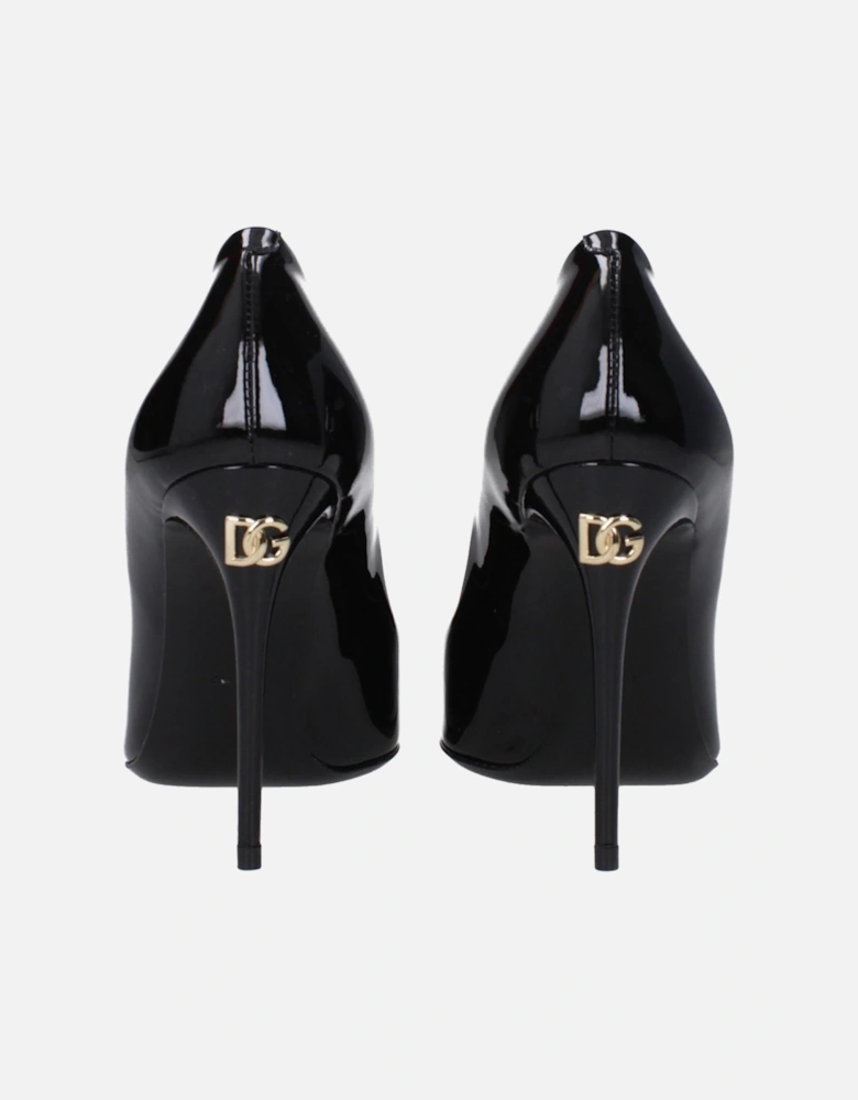 Patent Leather Pointy Toe High Heel Pumps Women - Black Brooches